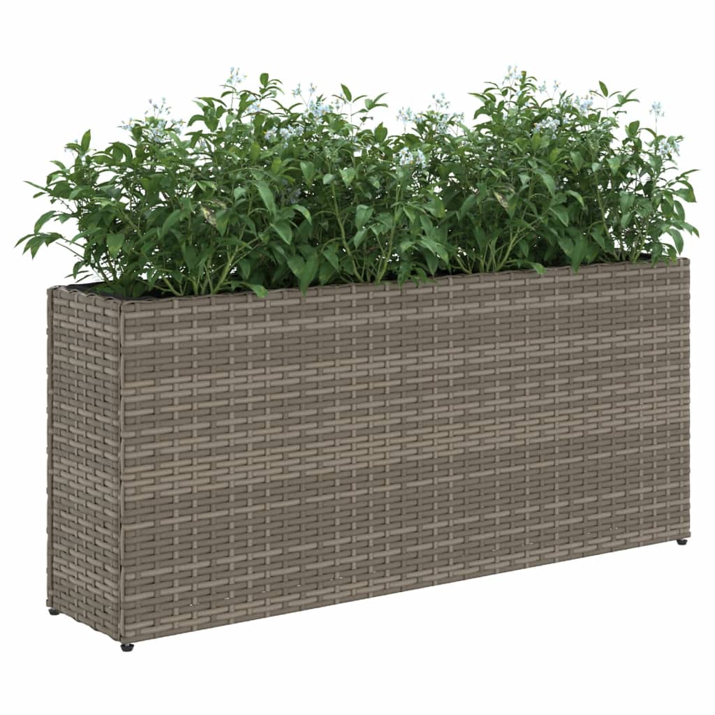 Vrtna sadilica s 2 posude siva 90 x 20 x 40 cm od poliratana