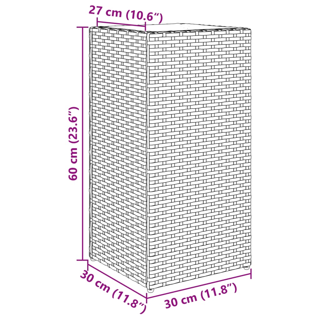 Vrtna sadilica siva 30 x 30 x 60 cm od poliratana