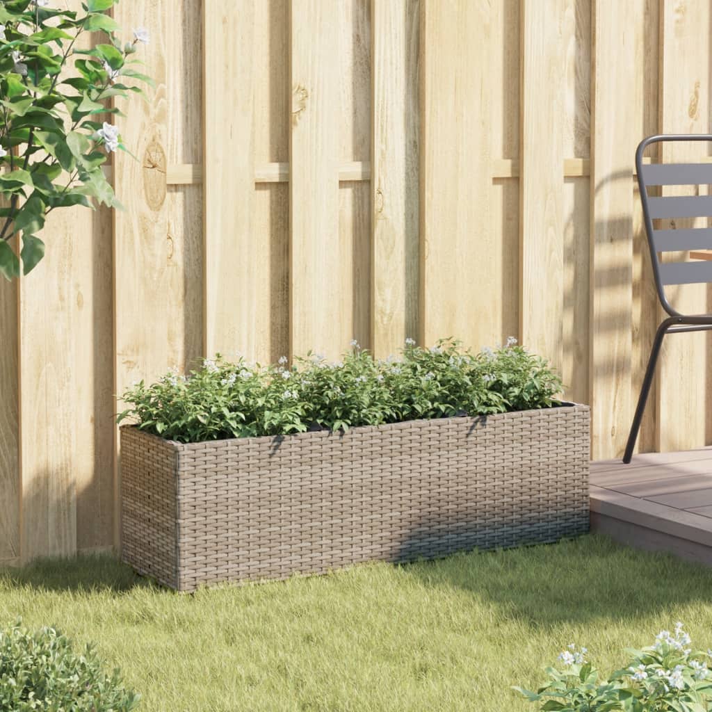 Vrtna sadilica s 3 posude siva 105 x 30 x 32 cm od poliratana