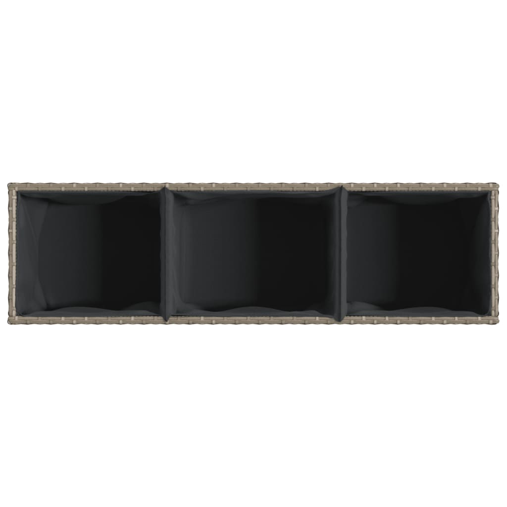 Vrtna sadilica s 3 posude siva 105 x 30 x 32 cm od poliratana