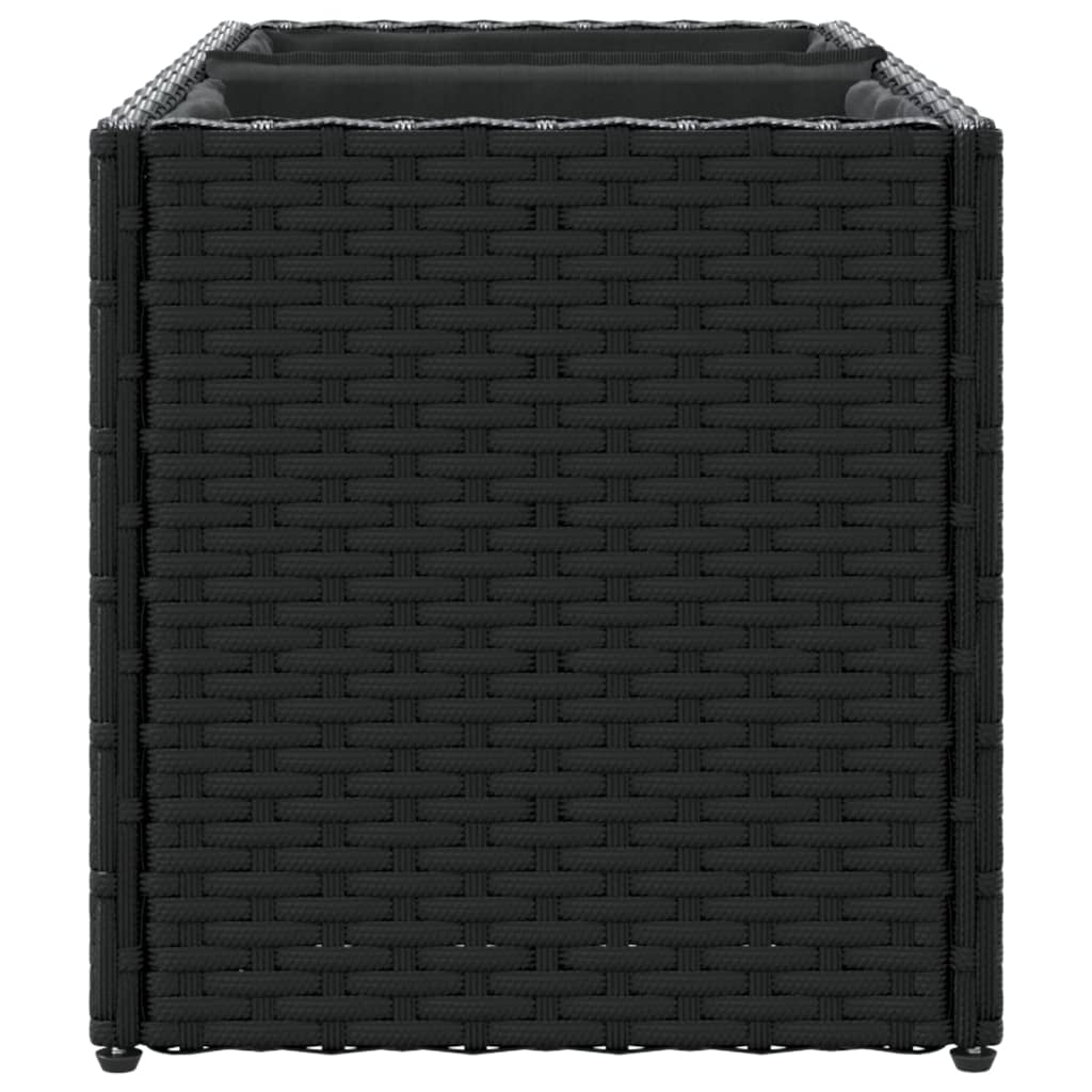 Vrtna sadilica s 2 posude crna 72 x 30 x 32 cm od poliratana