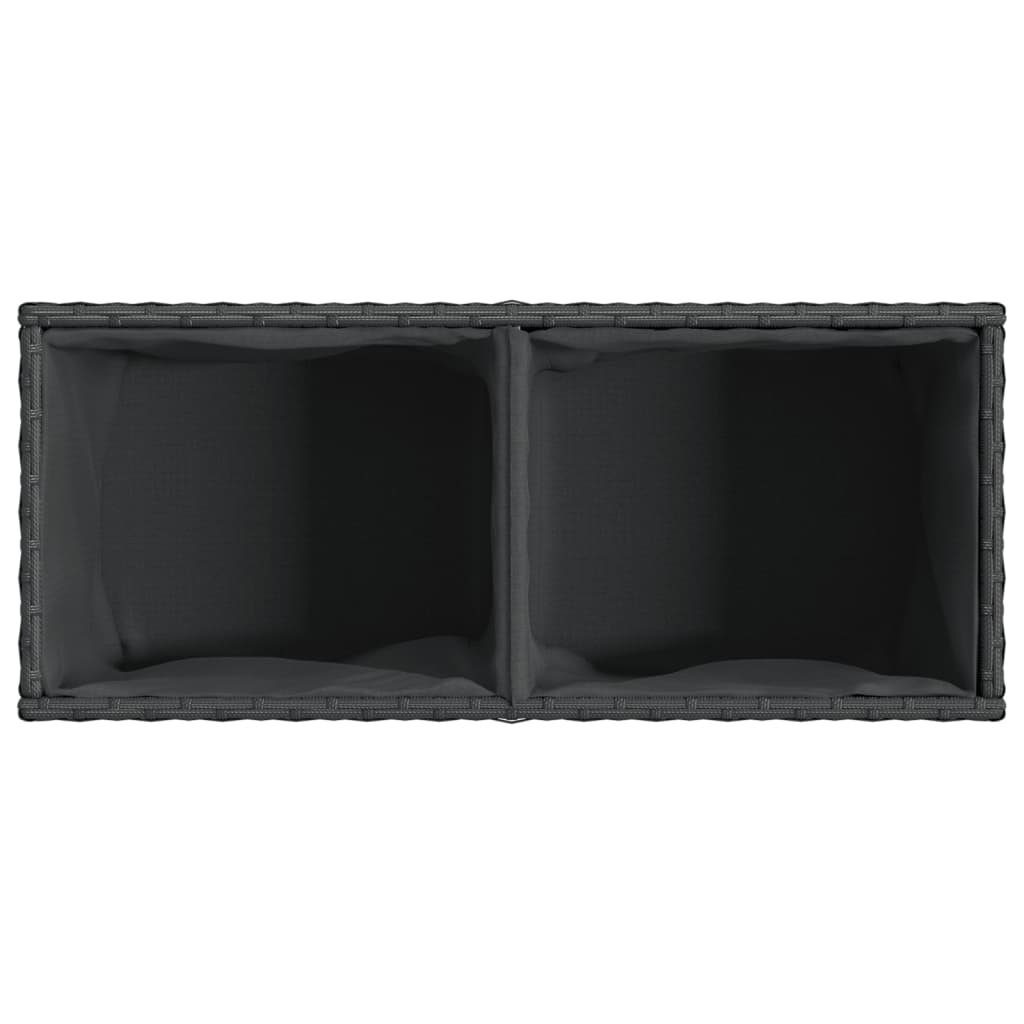 Vrtna sadilica s 2 posude crna 72 x 30 x 32 cm od poliratana