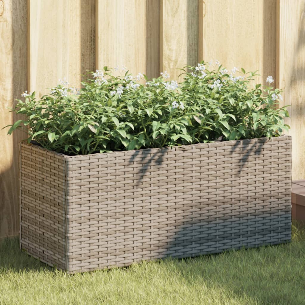Vrtna sadilica s 2 posude siva 72 x 30 x 32 cm od poliratana