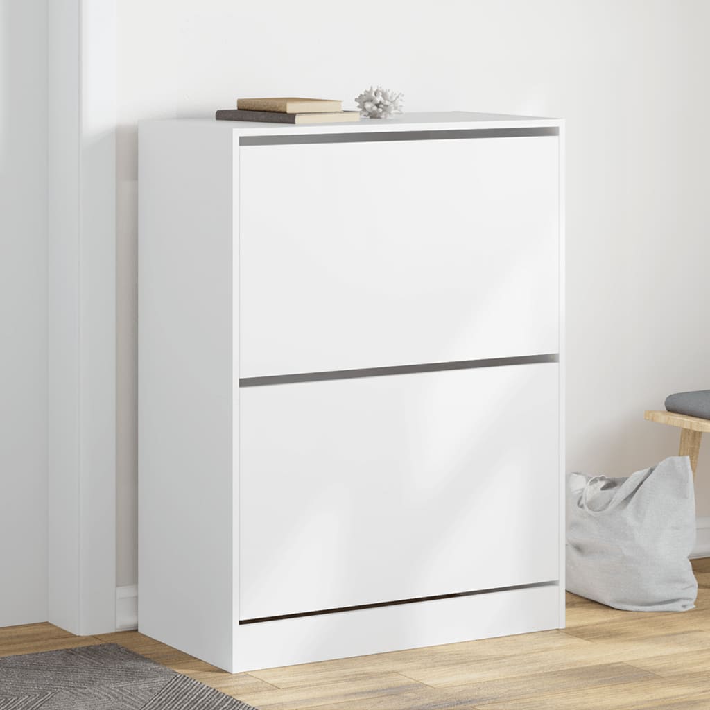 Ormarić za cipele s 2 preklopne ladice bijeli 80x42x108 cm