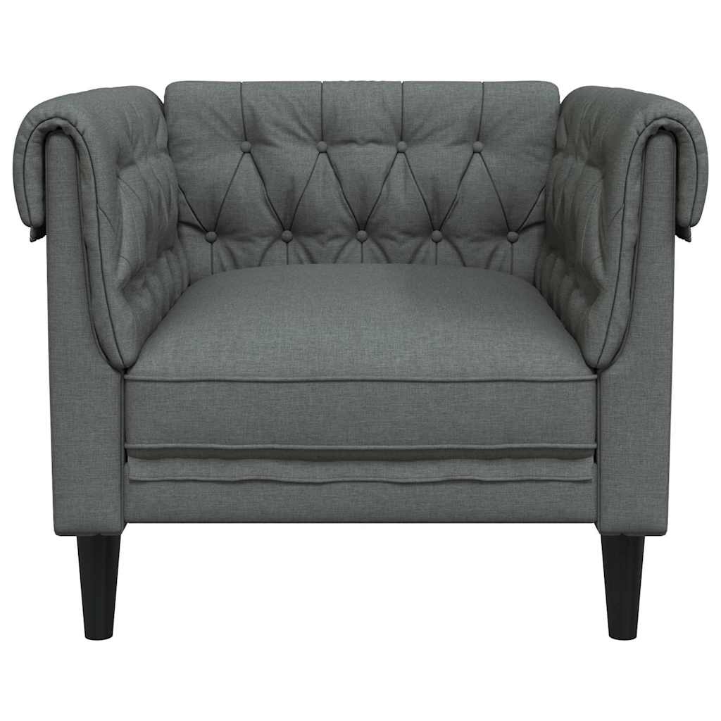 Fotelja Chesterfield tamnosiva od tkanine