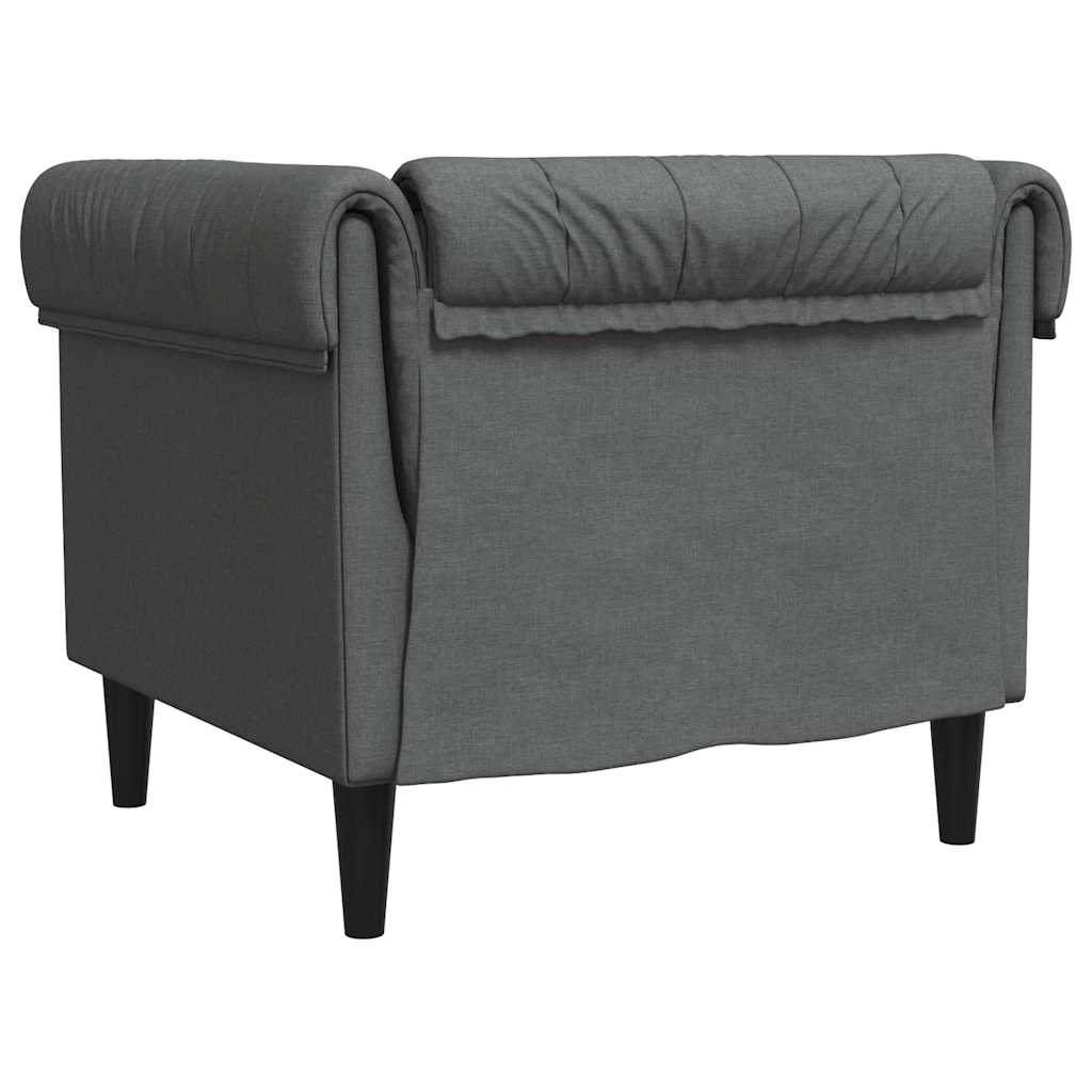 Fotelja Chesterfield tamnosiva od tkanine