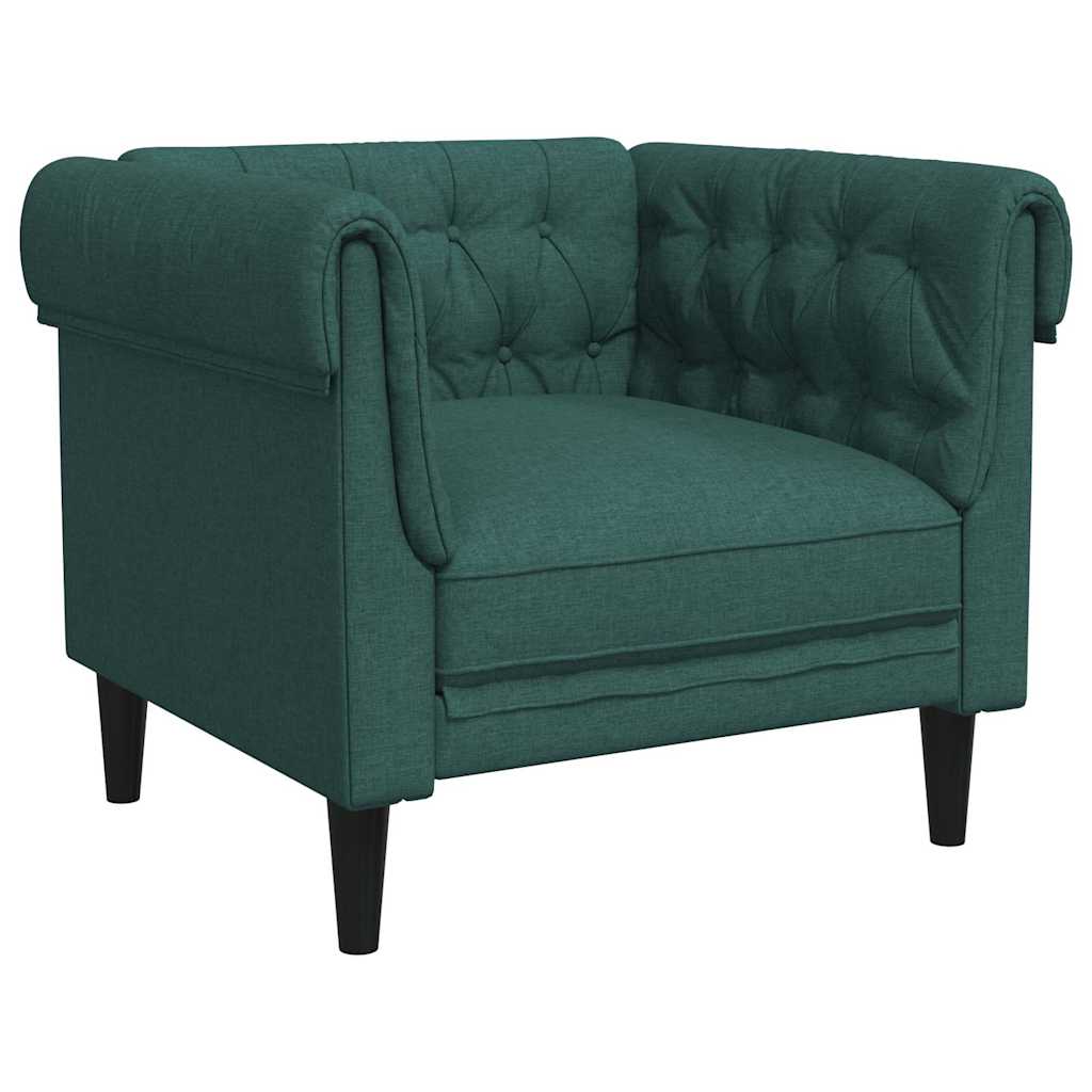 Fotelja Chesterfield tamnozelena od tkanine