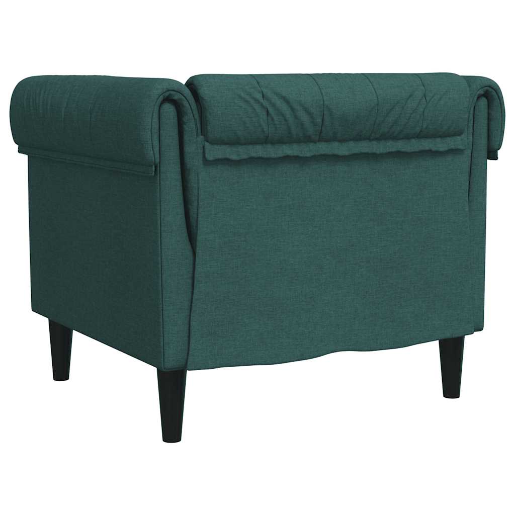 Fotelja Chesterfield tamnozelena od tkanine