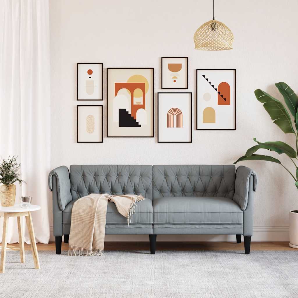 Dvosjed Chesterfield svjetlosivi od tkanine