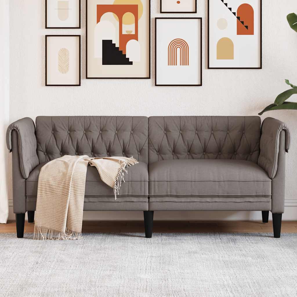 Dvosjed Chesterfield smeđesivi od tkanine