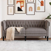 Dvosjed Chesterfield smeđesivi od tkanine