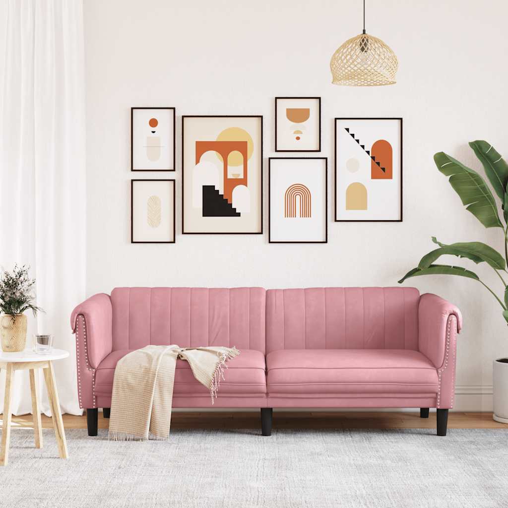 Trosjed ružičasti baršunasti