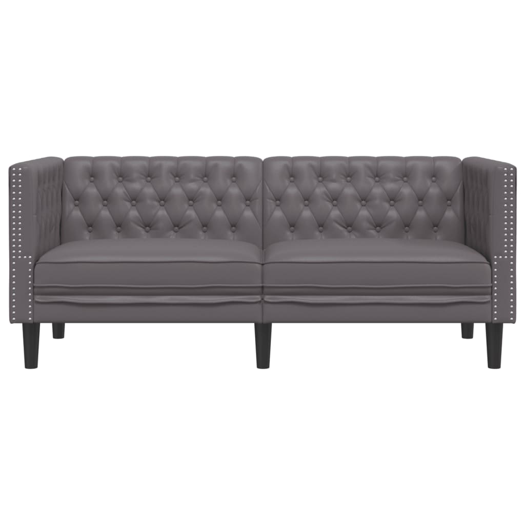 Fotelja Chesterfield 2-sjed Siva umjetna koža