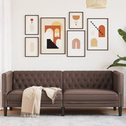 Chesterfield sofa za 3 osobe, smeđa, umjetna koža