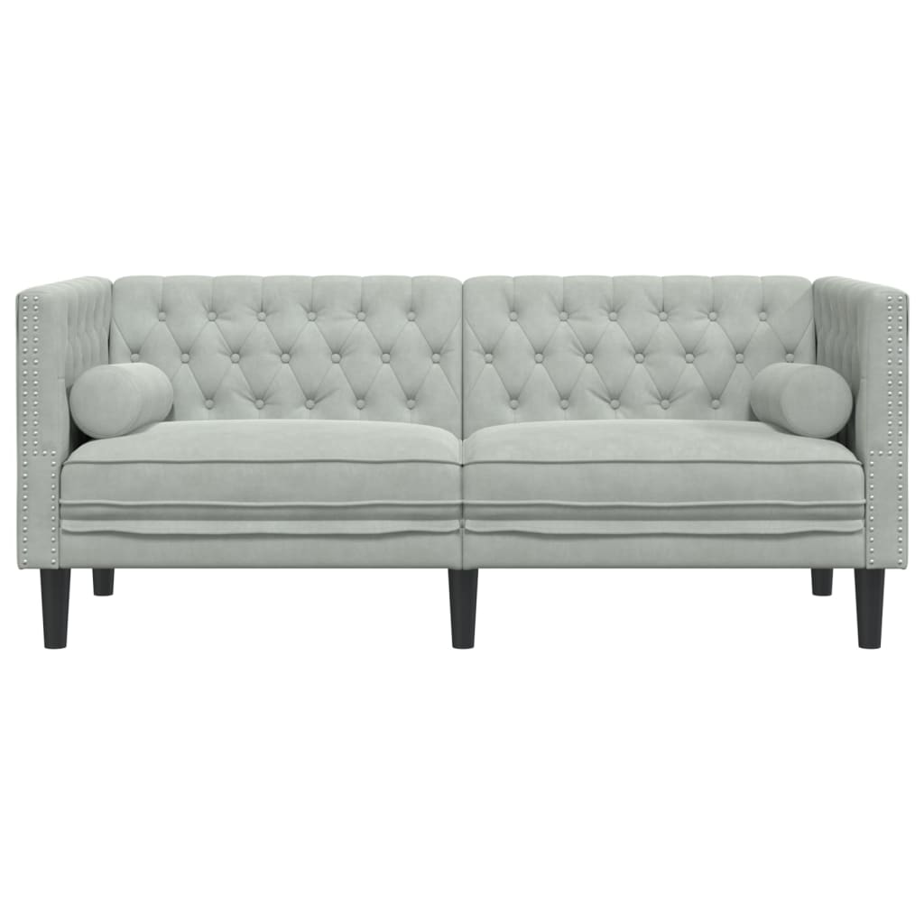 Dvosjed Chesterfield s jastučićima svijetlosivi baršunasti