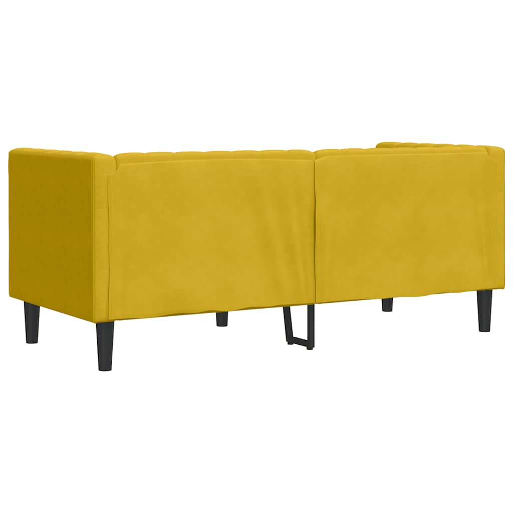 Chesterfield sofa s jastucima za 2 osobe, žuti baršun