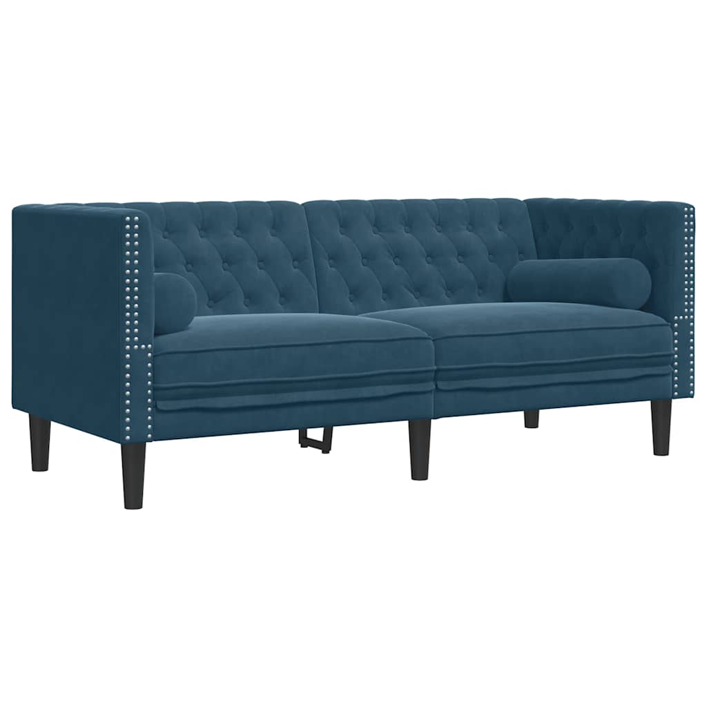 Chesterfield sofa s jastucima za 2 osobe, plavi baršun