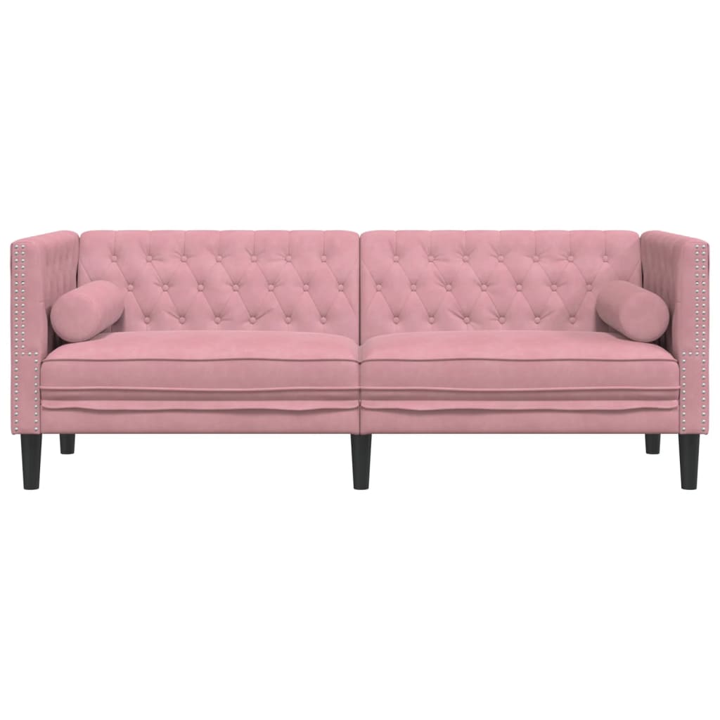 Trosjed Chesterfield s jastučićima ružičasti baršunasti