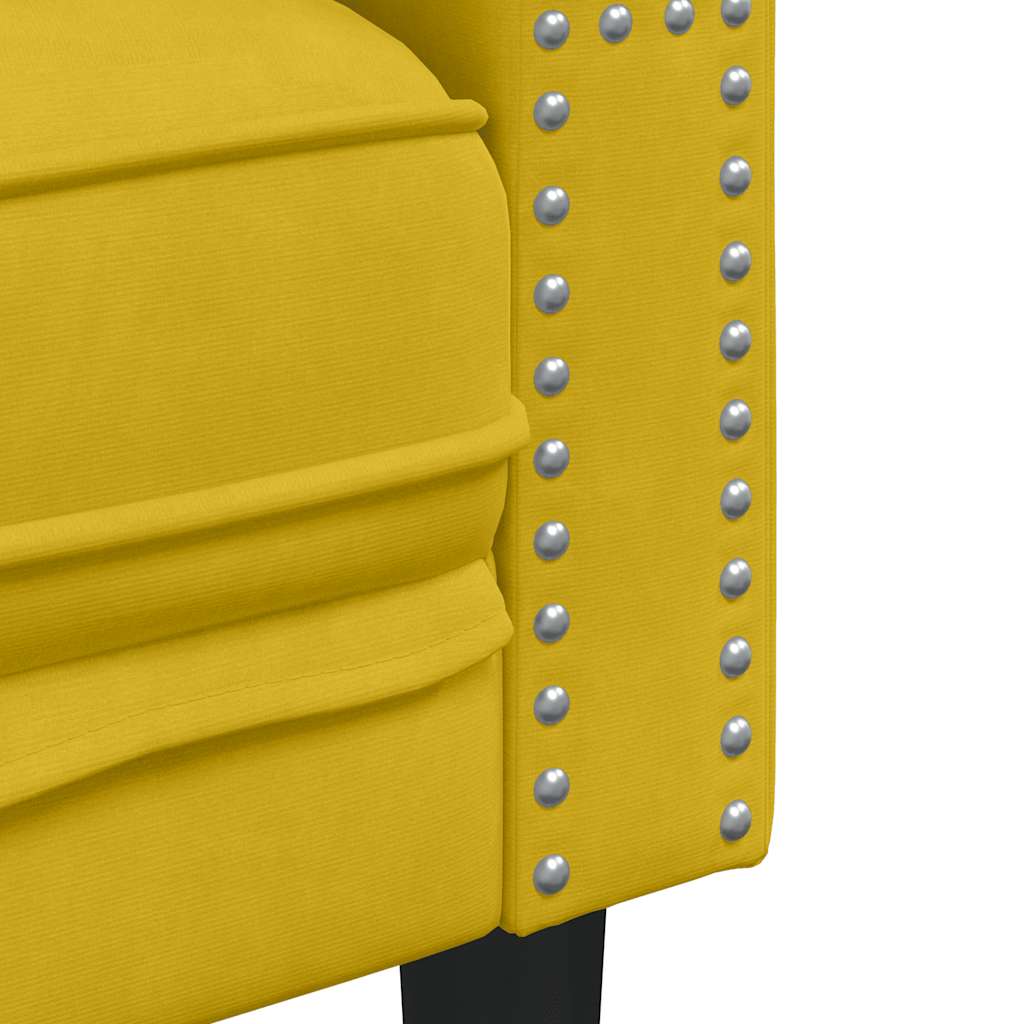 Trosjed Chesterfield s jastučićima žuti baršunasti