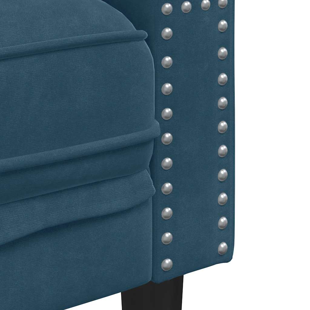 Trosjed Chesterfield s jastučićima plavi baršunasti