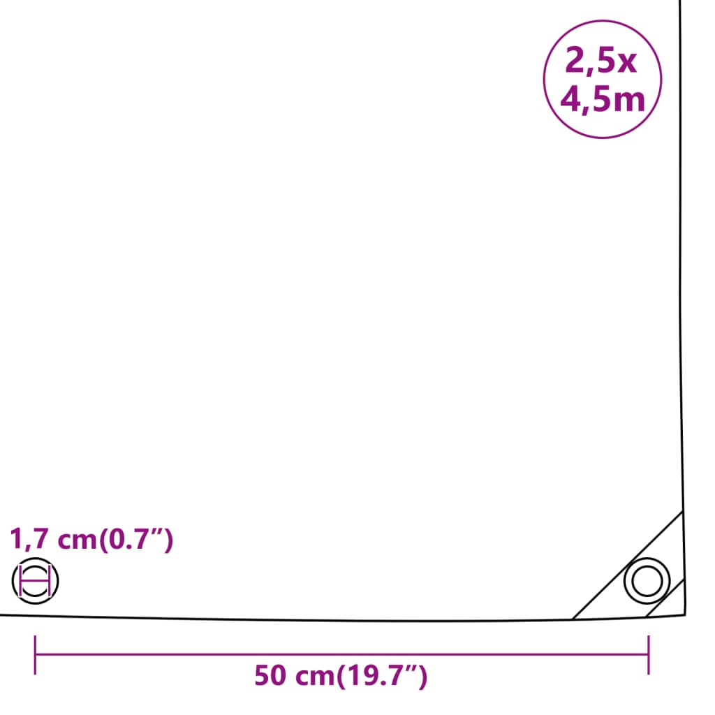 Cerada siva 2,5x4,5 m 650 g/m²