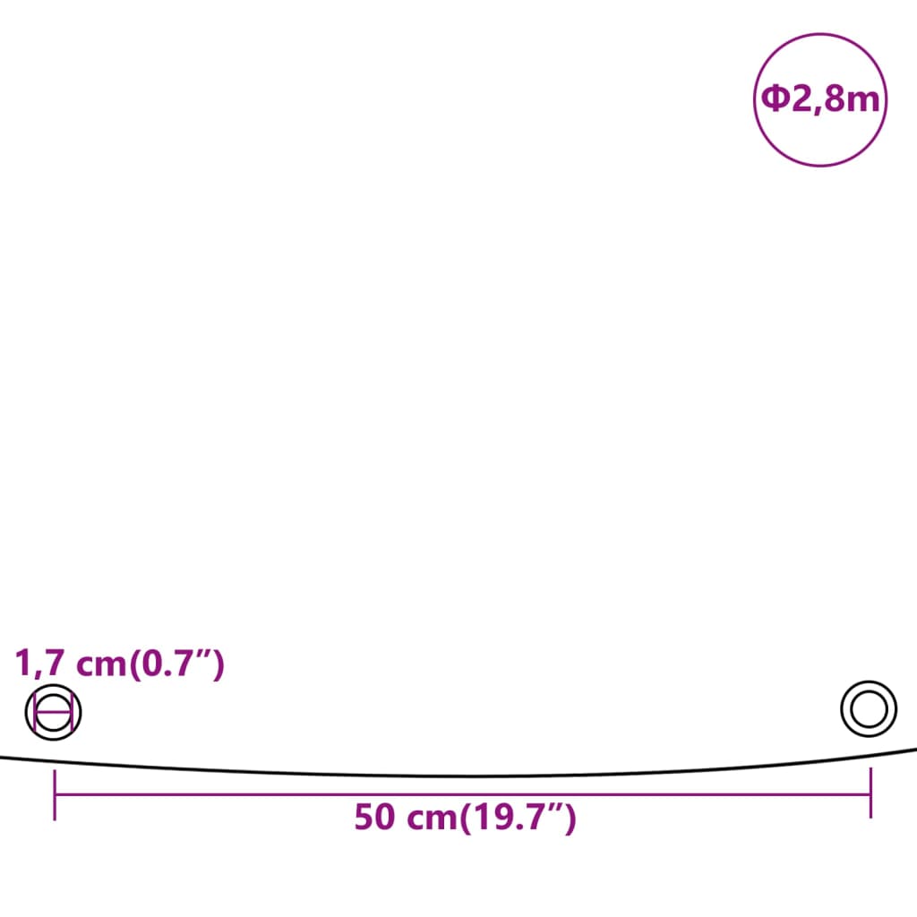 Cerada siva Ø 2,8 m 650 g/m²