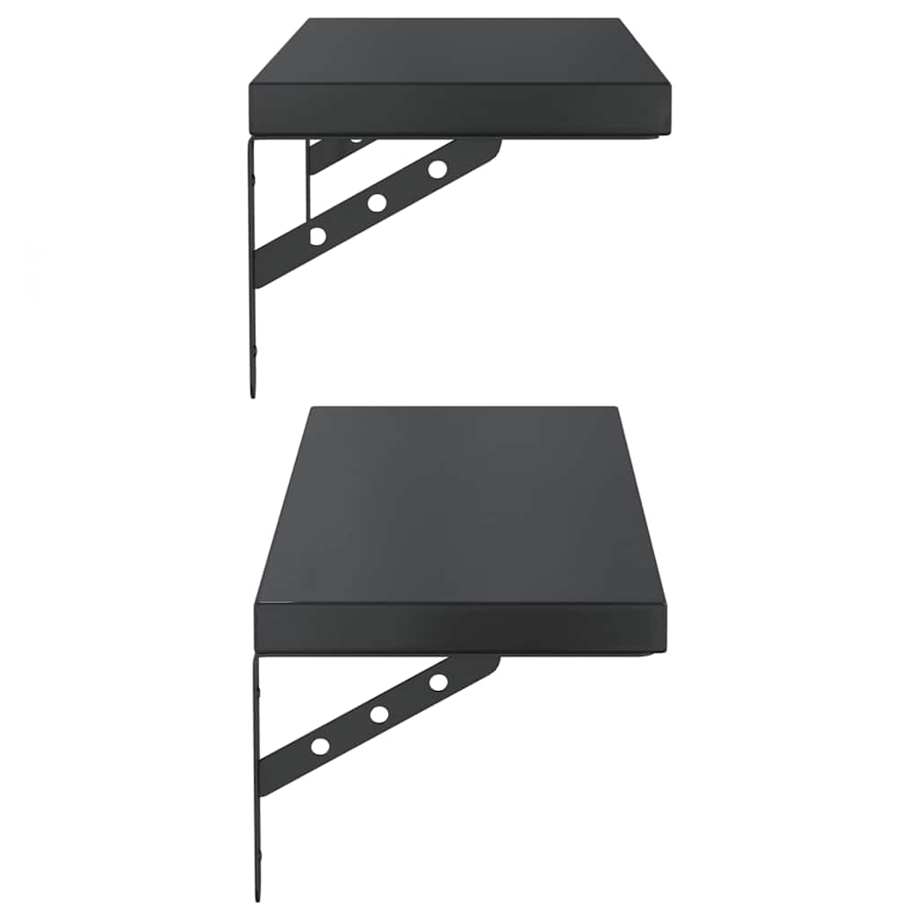 Zidne police 2 kom 75 x 23,5 cm crne nehrđajući čelik