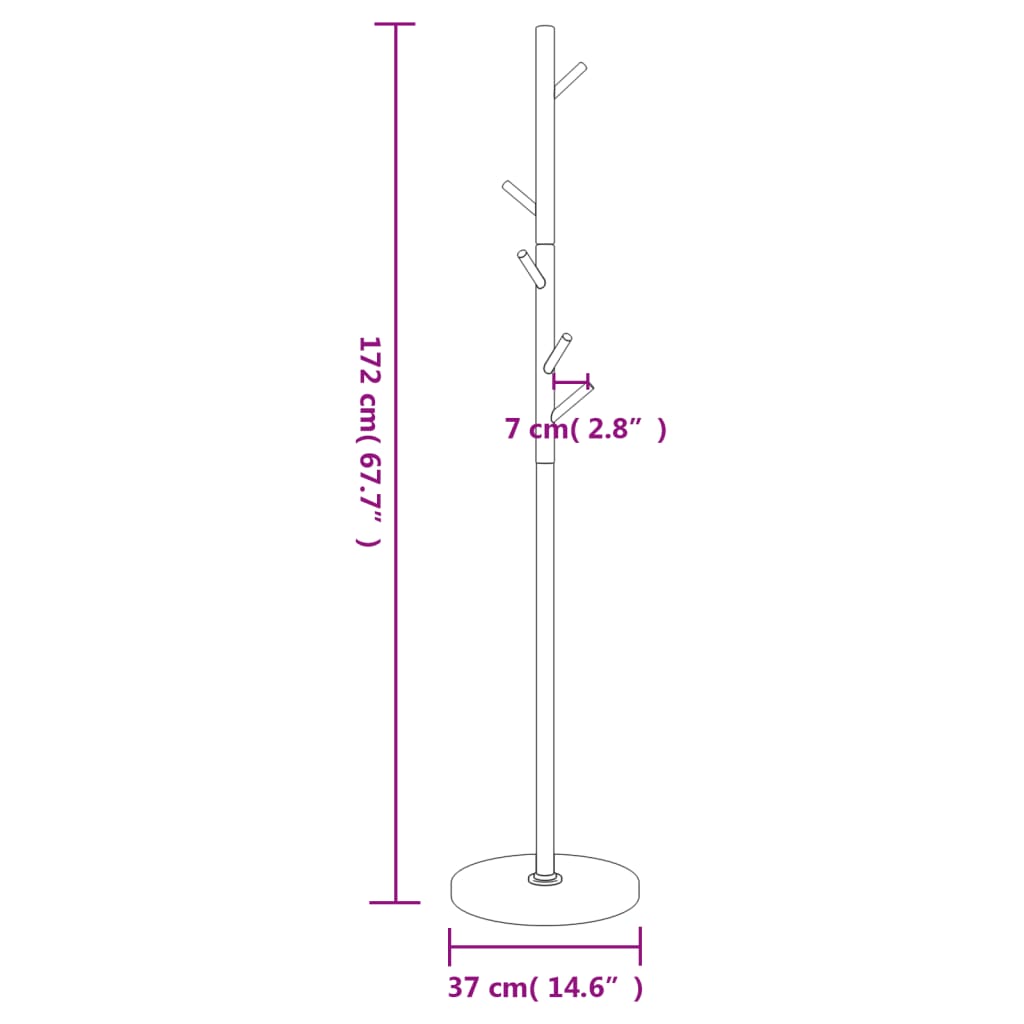 Stalak za kapute crni 172 cm od željeza obloženog prahom