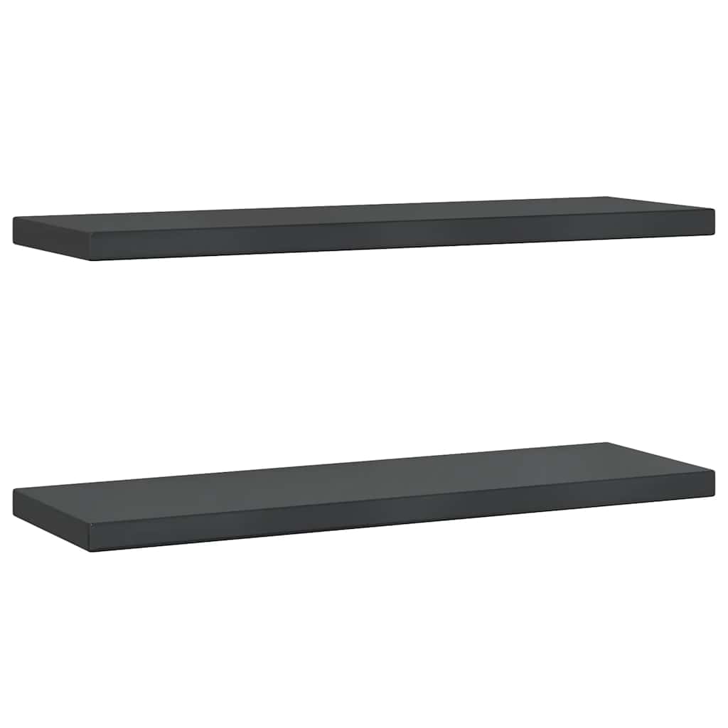 Zidne police 2 kom 75x23,5 cm crne nehrđajući čelik