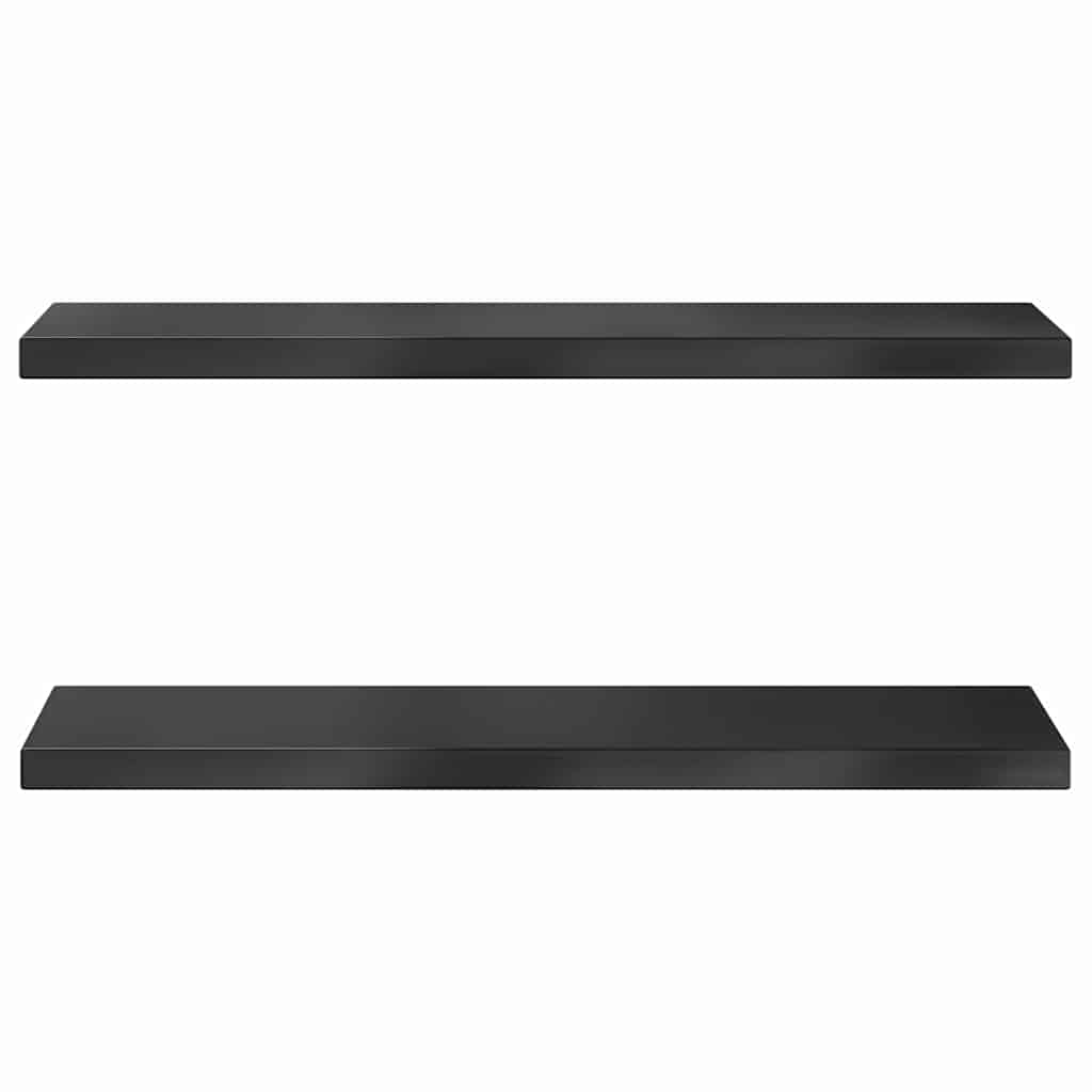 Zidne police 2 kom 75x23,5 cm crne nehrđajući čelik