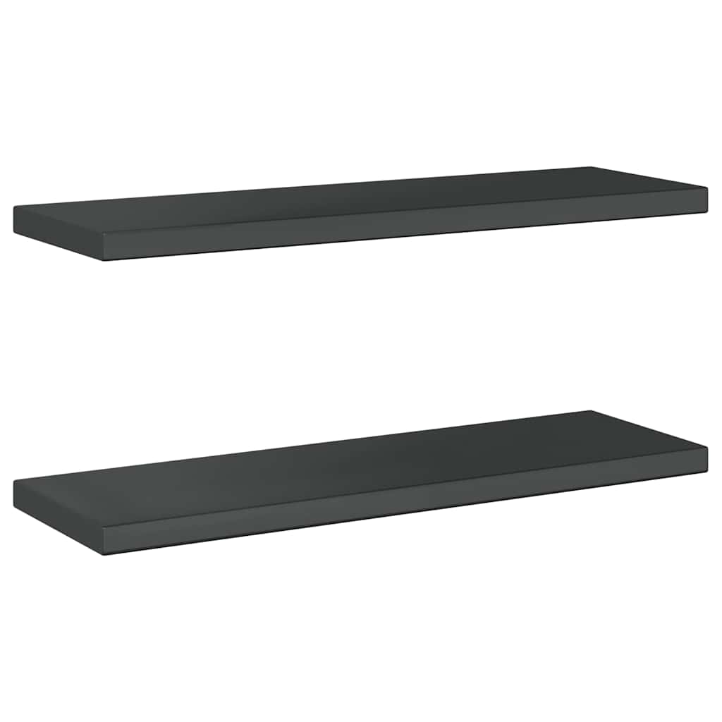 Zidne police 2 kom 75x23,5 cm crne nehrđajući čelik