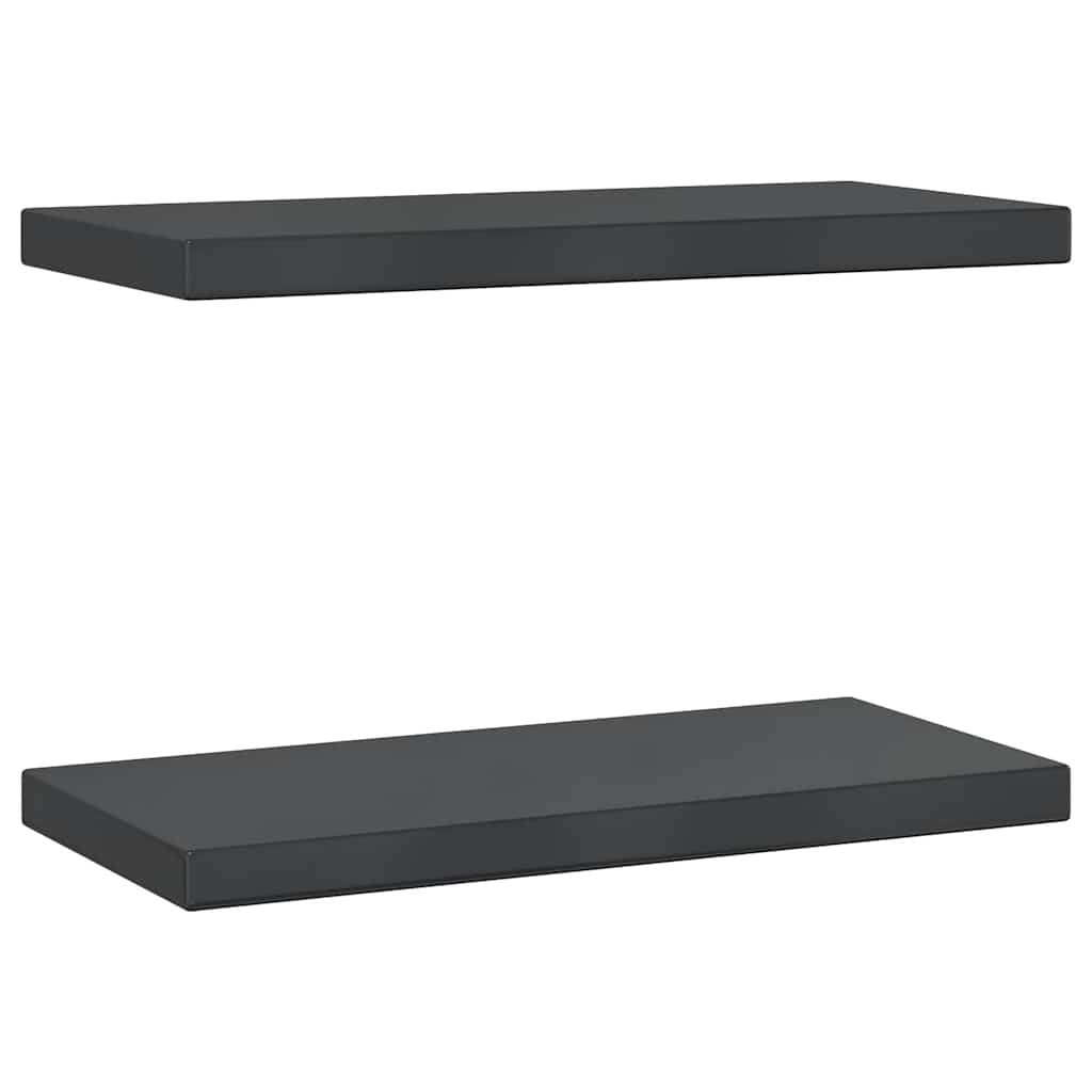 Zidne police 2 kom 50x23,5 cm crne nehrđajući čelik