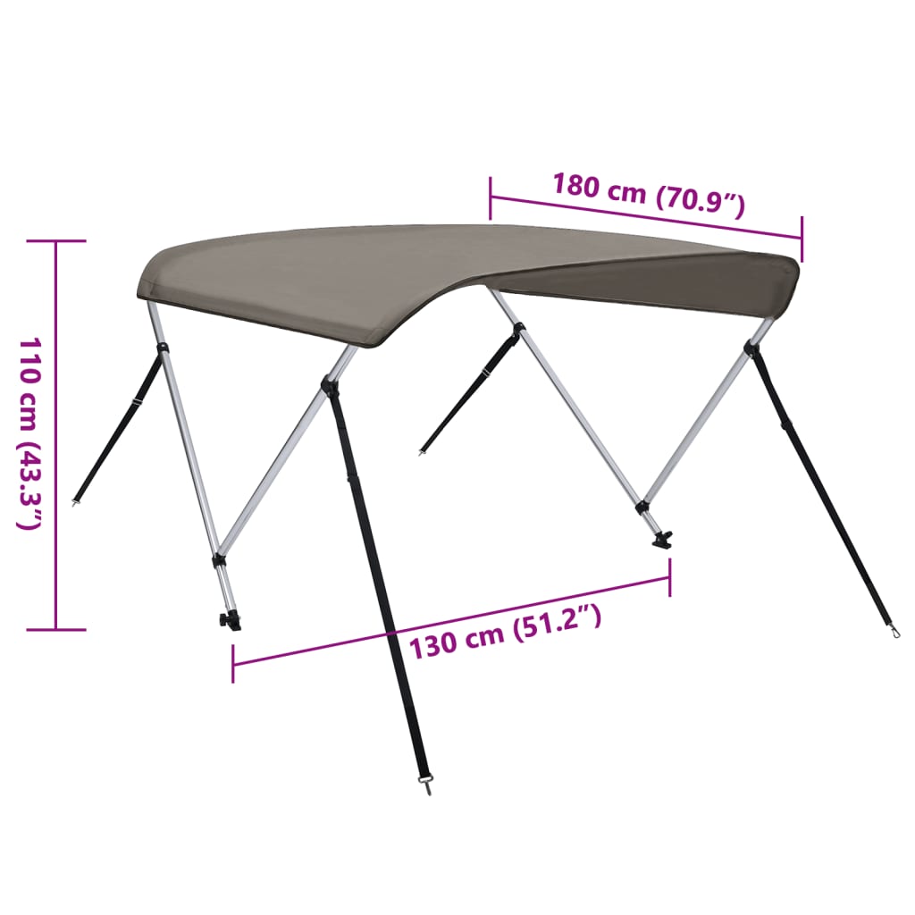 Tenda bimini s 2 luka siva 180x130x110 cm