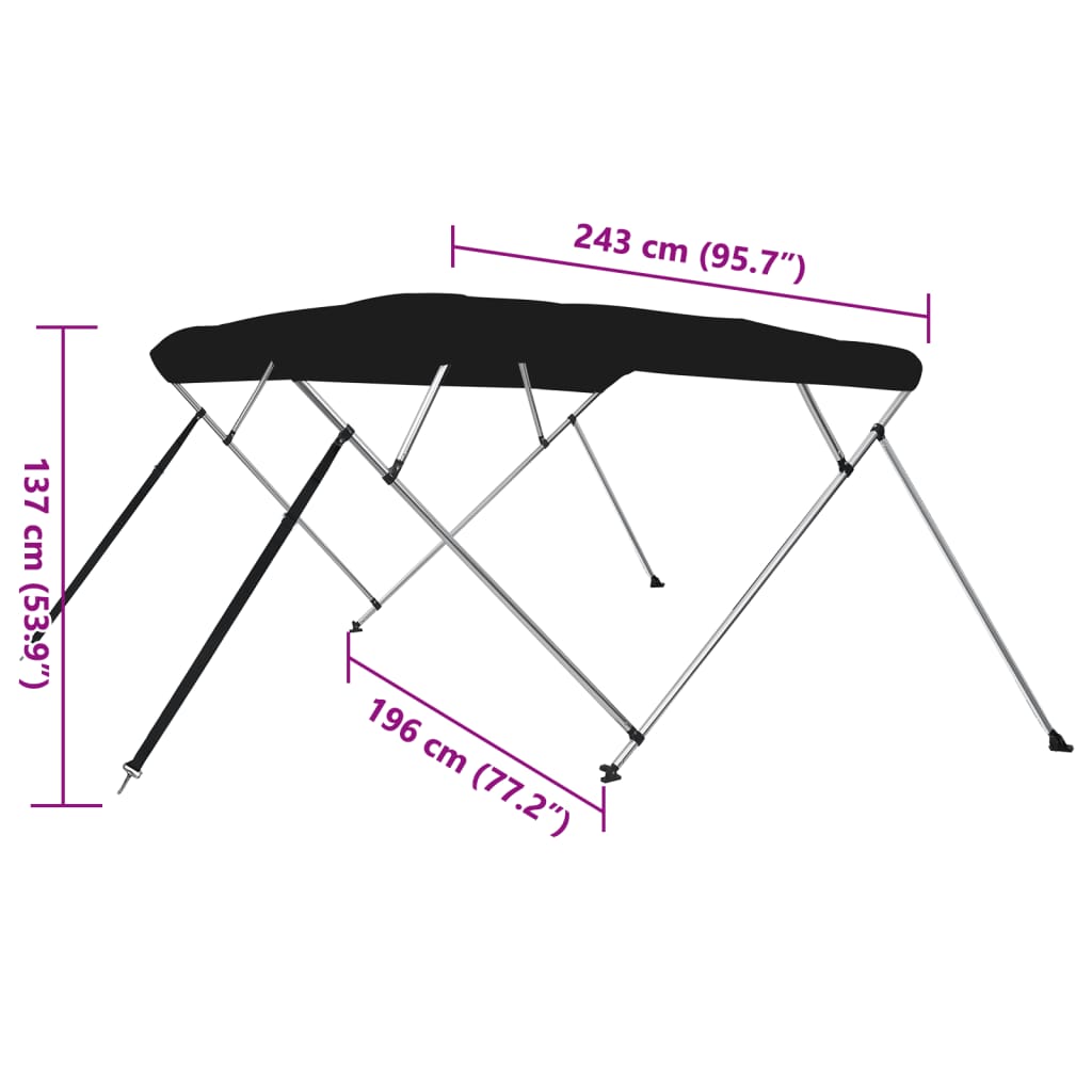Tenda bimini s 4 luka crna 243x196x137 cm