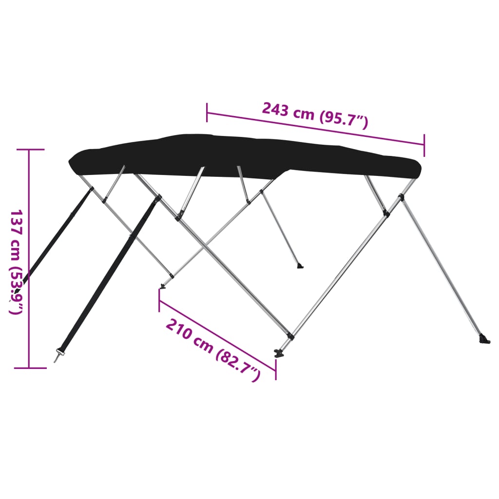 Tenda bimini s 4 luka crna 243x210x137 cm