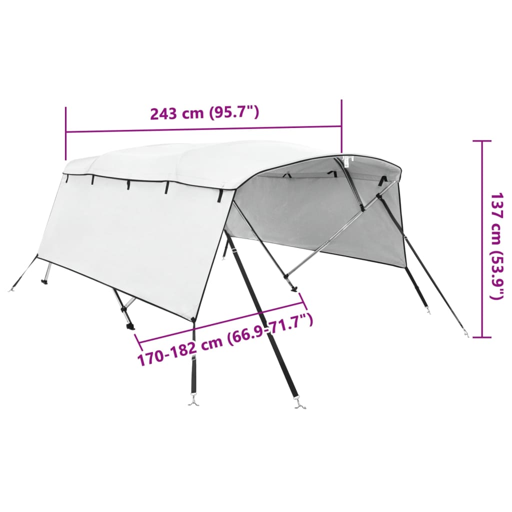 Tenda bimini s 4 luka i bočnim stijenkama 243x(170-182)x137 cm
