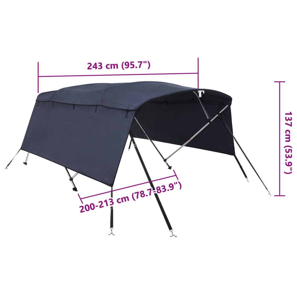 Tenda bimini s 4 luka i bočnim stijenkama 243x(200-213)x137 cm