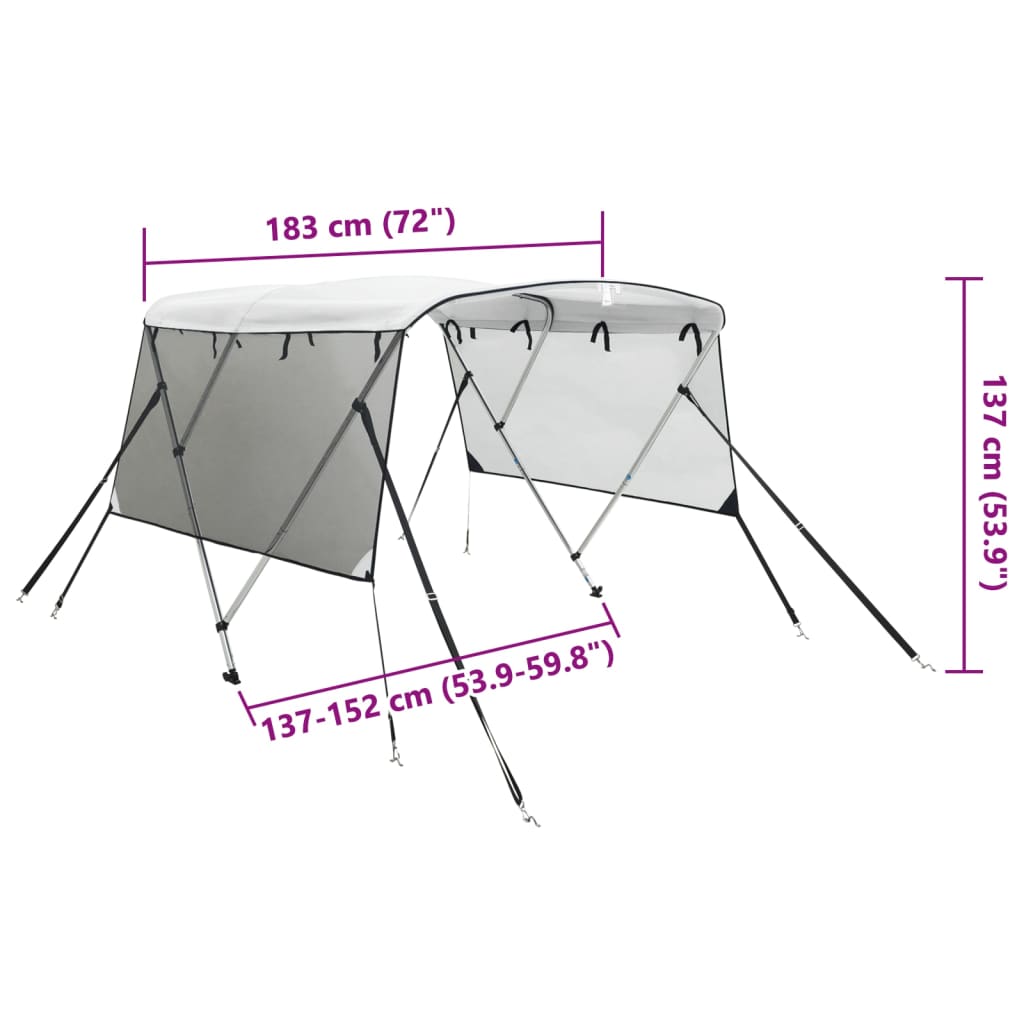 Tenda bimini s 3 luka i mrežastim zidovima 183x(137-152)x137 cm