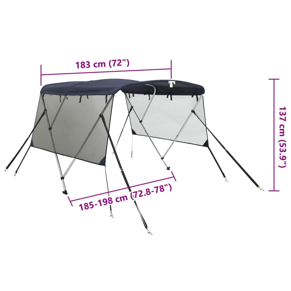 Tenda bimini s 3 luka i mrežastim zidovima 183x(185-198)x137 cm