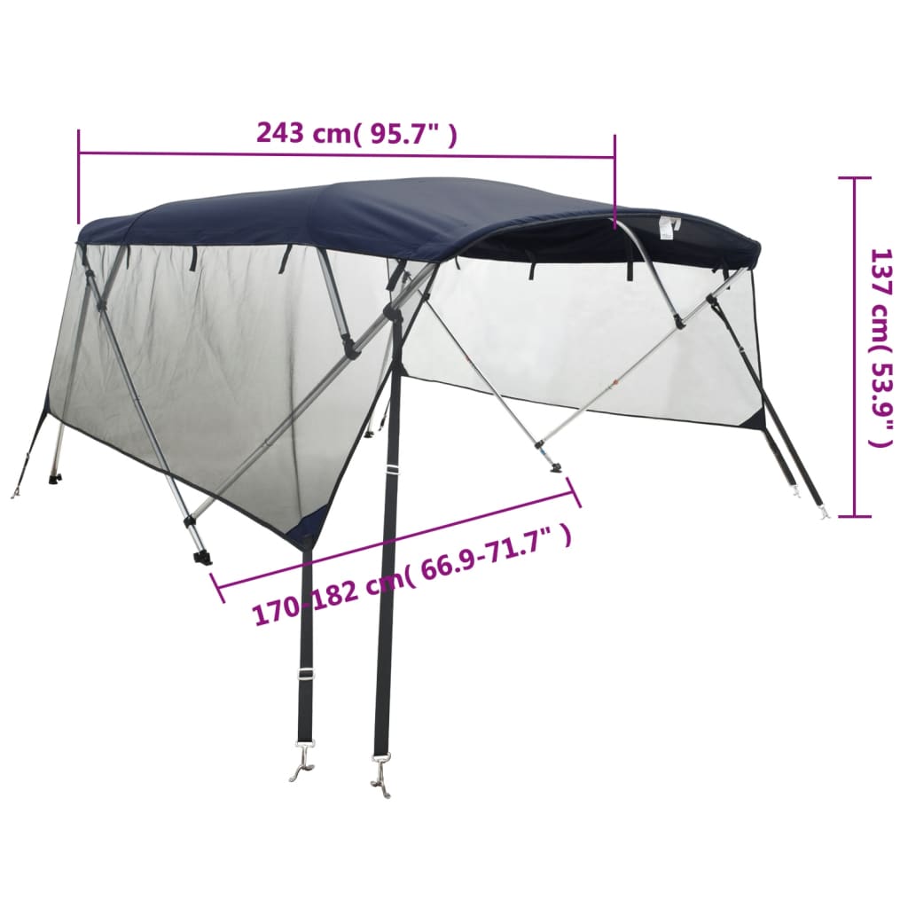Tenda bimini s 4 luka i mrežastim zidovima 243x(170-182)x137 cm