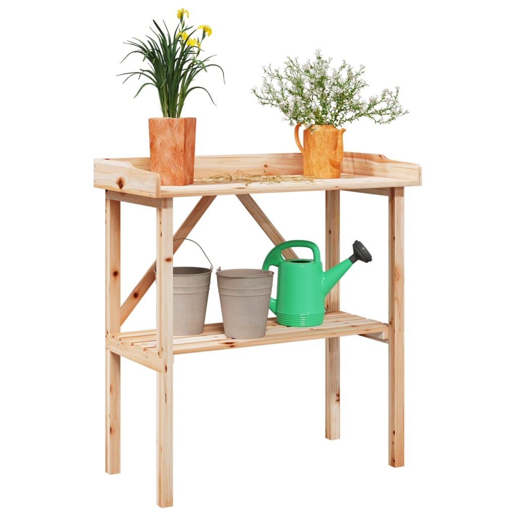 Stol za biljke s policom 78 x 38 x 82,5 cm od masivne jelovine