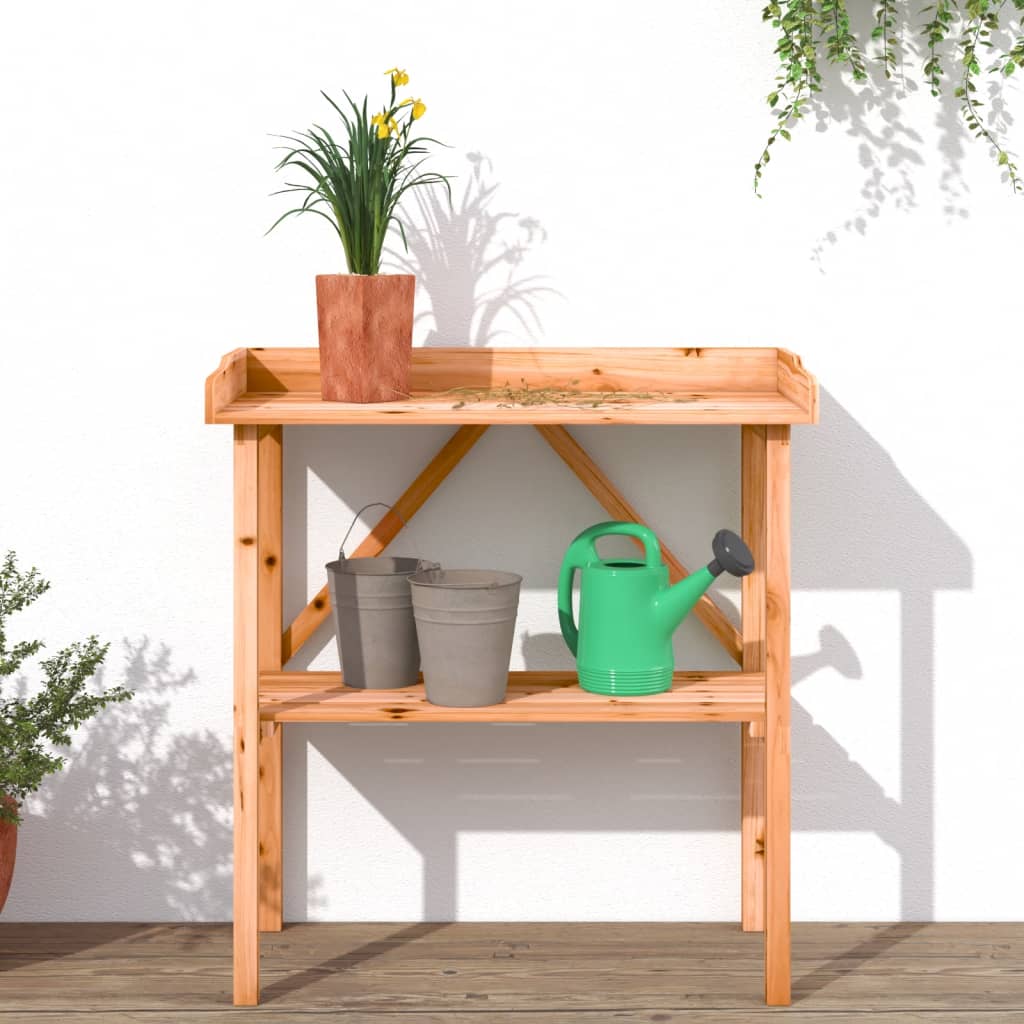 Stol za biljke s policom smeđi 78x38x82,5 cm masivna jelovina