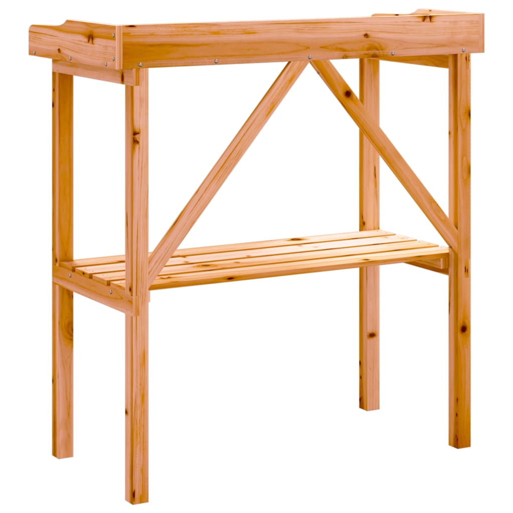 Stol za biljke s policom smeđi 78x38x82,5 cm masivna jelovina