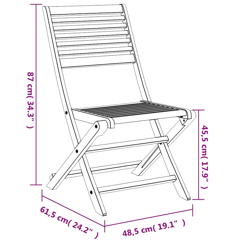 Sklopive vrtne stolice 6 kom 48,5x61,5x87 cm od drva bagrema