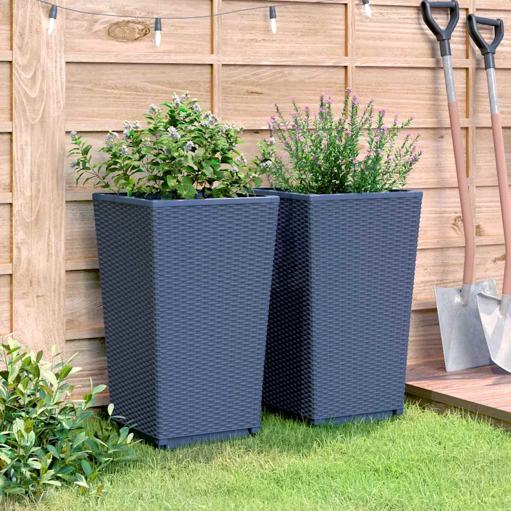 Vrtne sadilice 2 kom plava siva 32,5 x 32,5 x 57 cm PP