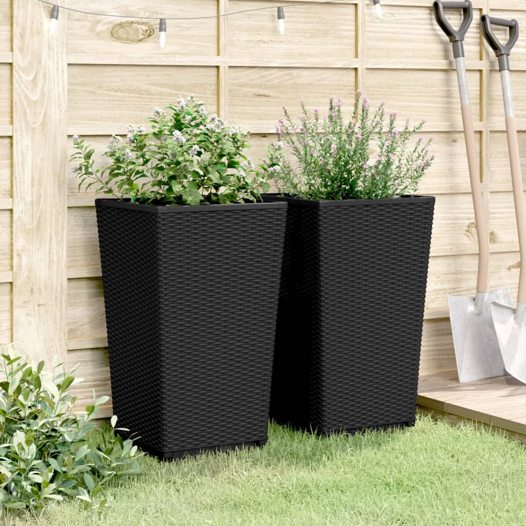 Vrtne sadilice 2 kom crne 32,5 x 32,5 x 57 cm od PP-a