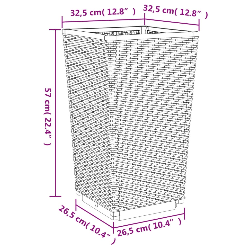 Vrtne sadilice 2 kom crne 32,5 x 32,5 x 57 cm od PP-a