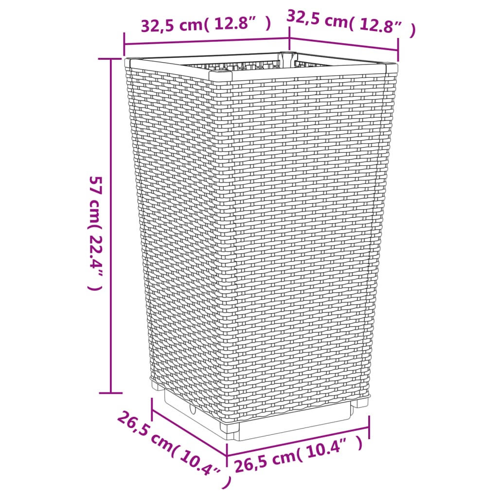 Vrtne sadilice 4 kom svjetlosive 32,5 x 32,5 x 57 cm PP