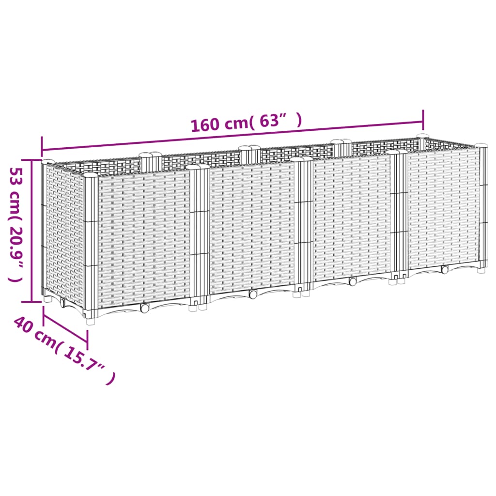 Vrtna sadilica crna 160 x 40 x 53 cm od PP-a