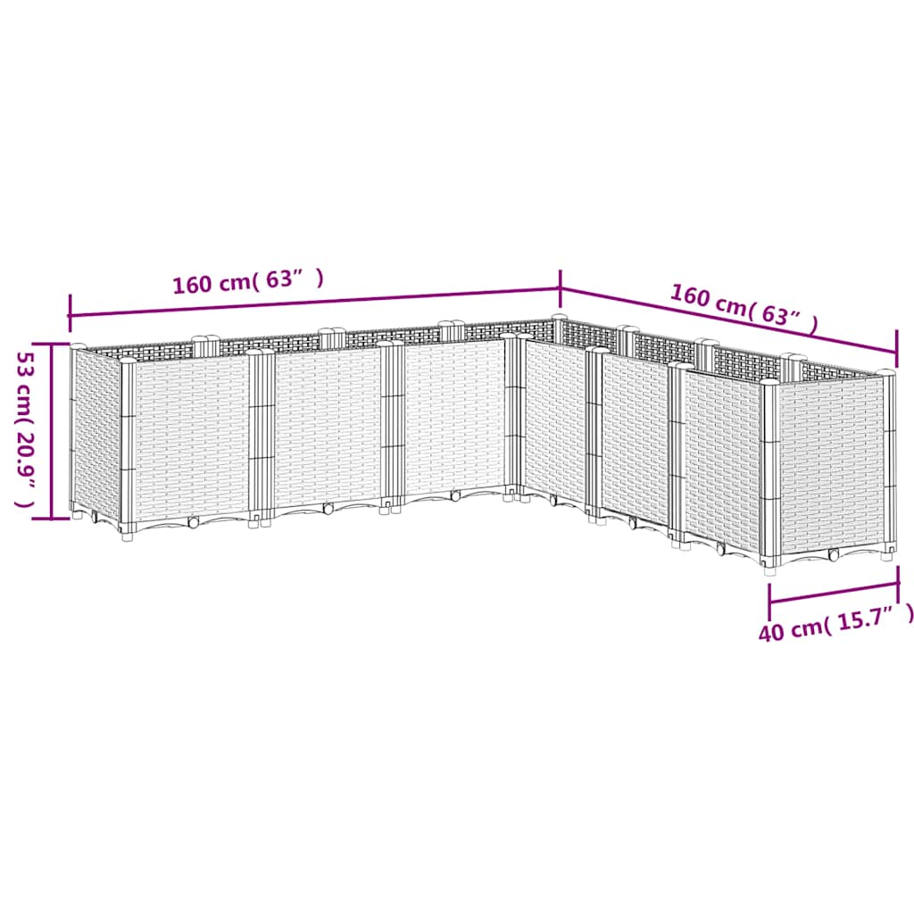 Vrtna sadilica plava siva 160 x 160 x 53 cm PP
